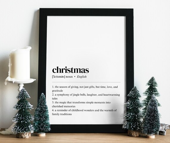 Christmas Dictionary Definition Poster Holiday Season Giving Magic Decor