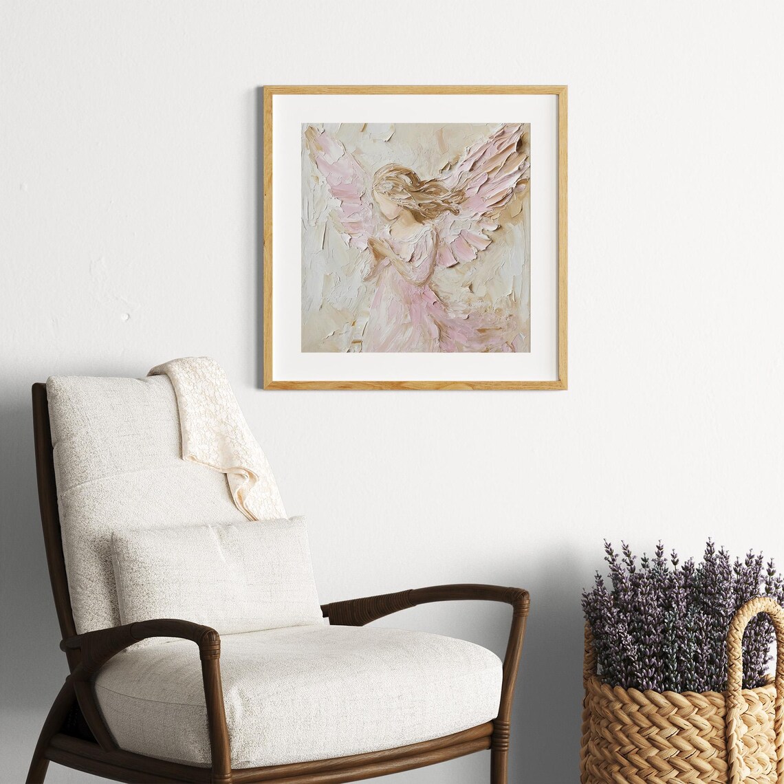 Christmas Angel Oil Painting, Religious Art Print - Image 2