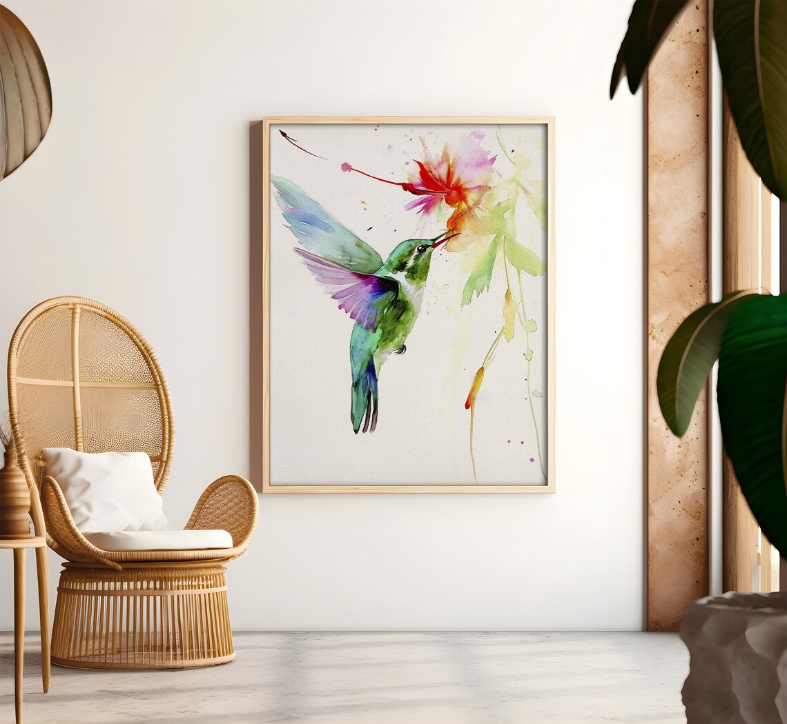 Hummingbird Watercolor Art Print, Tropical Bird - Image 4