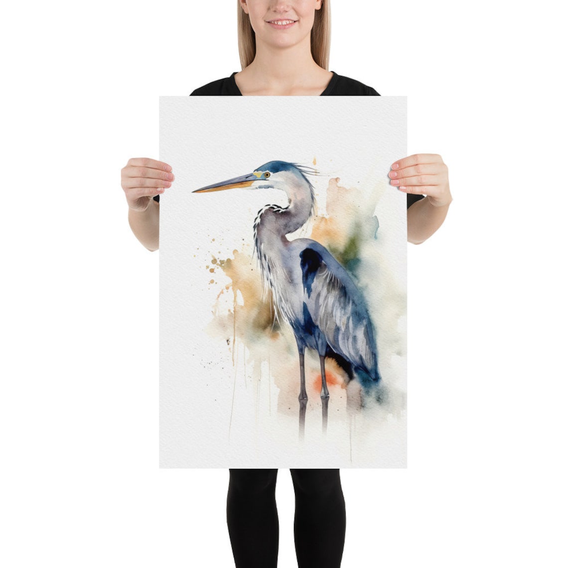 Great Blue Heron Watercolor Art Print, Coastal Bird - Image 2