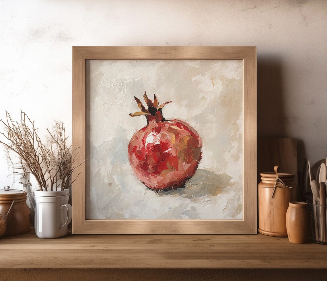 Pomegranate Oil Painting Art Print, Kitchen Wall Art - Image 2