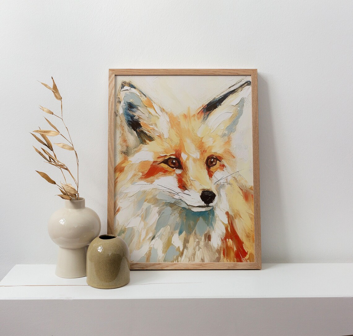 Red Fox Oil Painting Art Print, Wildlife Wall Art - Image 5