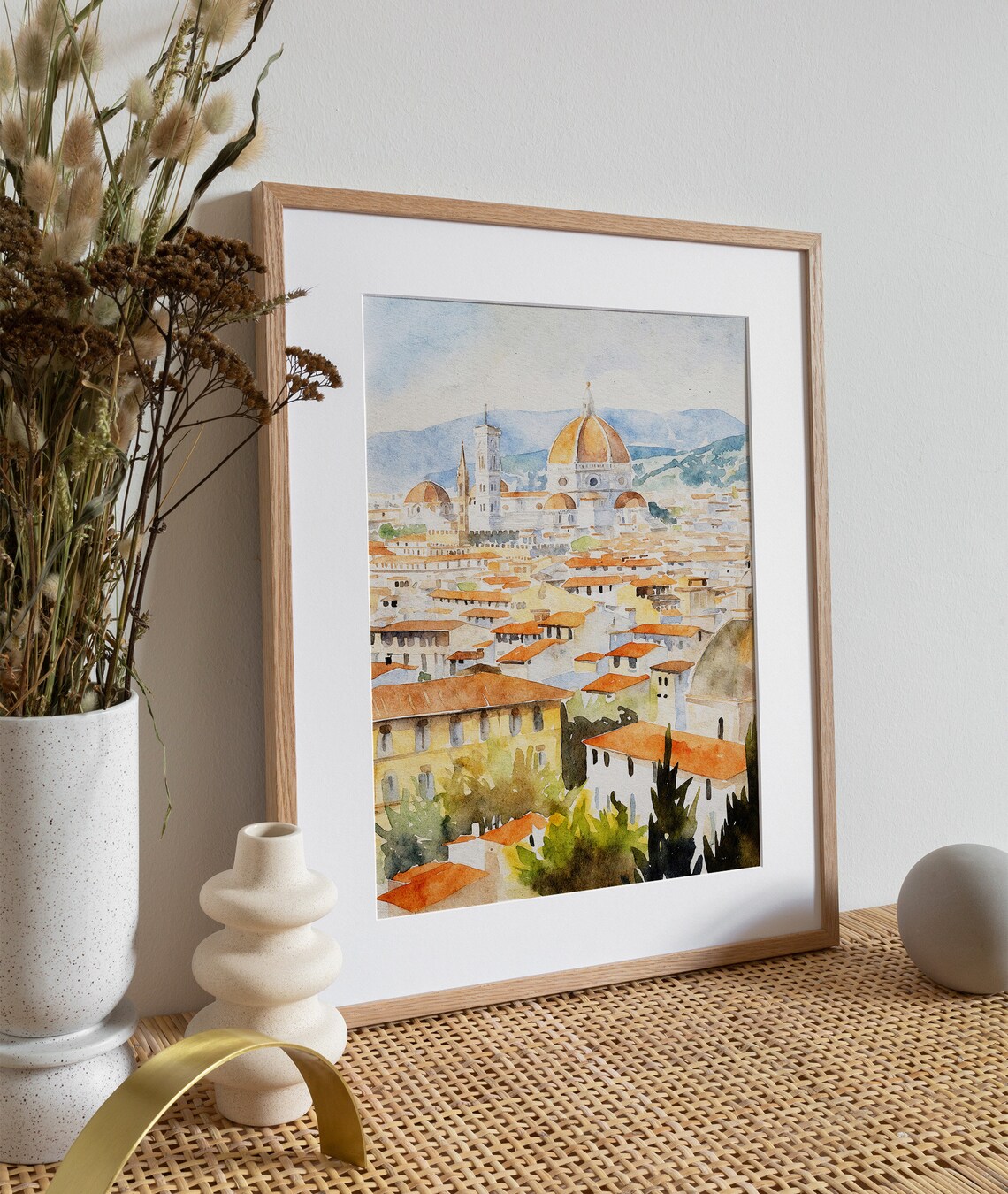 Florence Watercolor Travel Poster, Italian Cityscape - Image 3