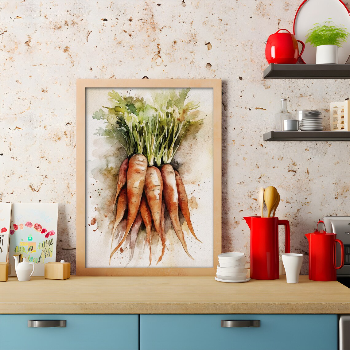 Carrot Watercolor Art Print, Farmhouse Kitchen Decor - Image 4