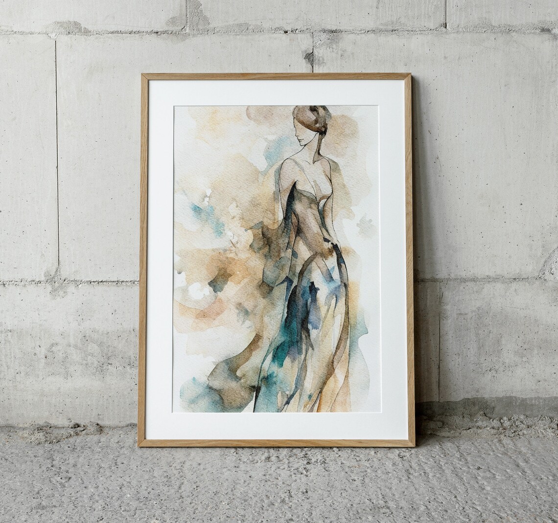 Abstract Woman Figure Watercolor Contemporary Female Line Art Poster - Image 3