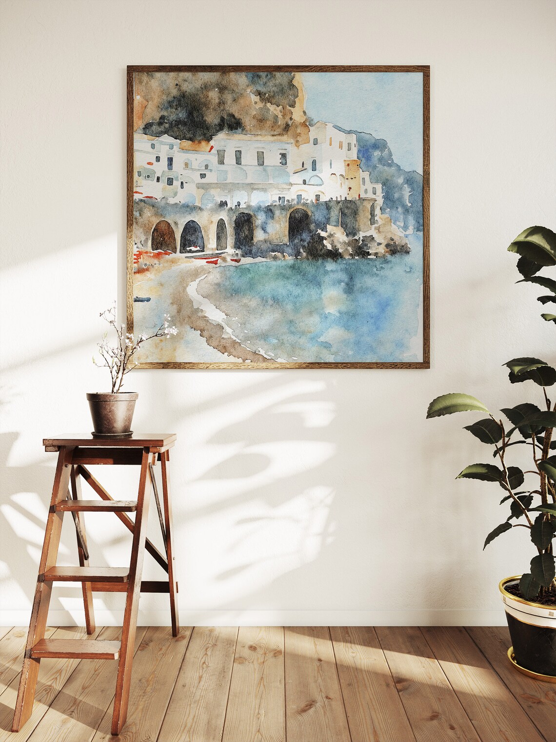 Amalfi Coast Watercolor Art Print, Atrani Italy - Image 5
