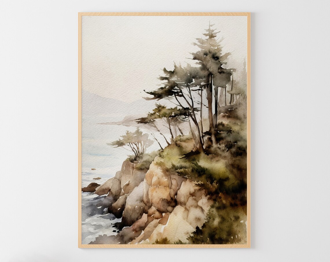 Lake Superior Watercolor Art Print, Michigan Coast