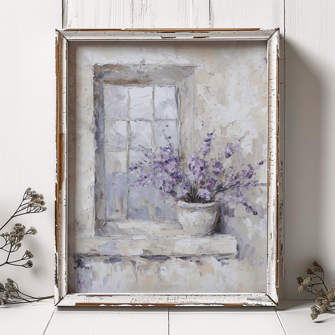 Lavender Oil Print, Neutral Floral Provence Decor