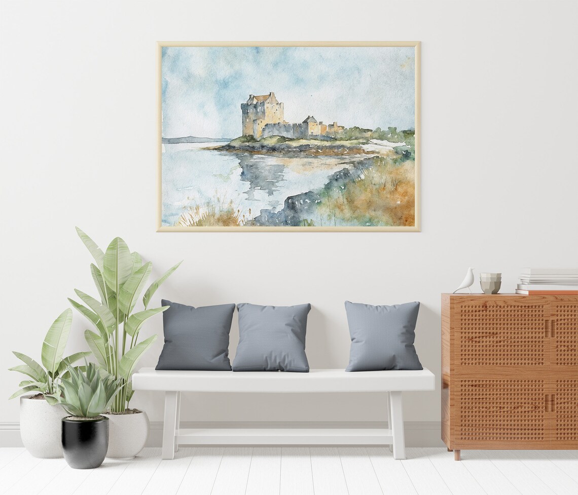 Dunguaire Castle Galway Bay Ireland Stone Castle Watercolor Poster - Image 3