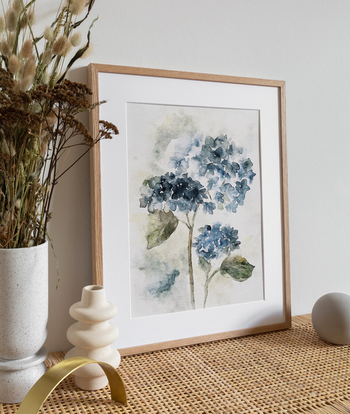 Hydrangea Watercolor Floral Art Print, Neutral Botanical - Image 3