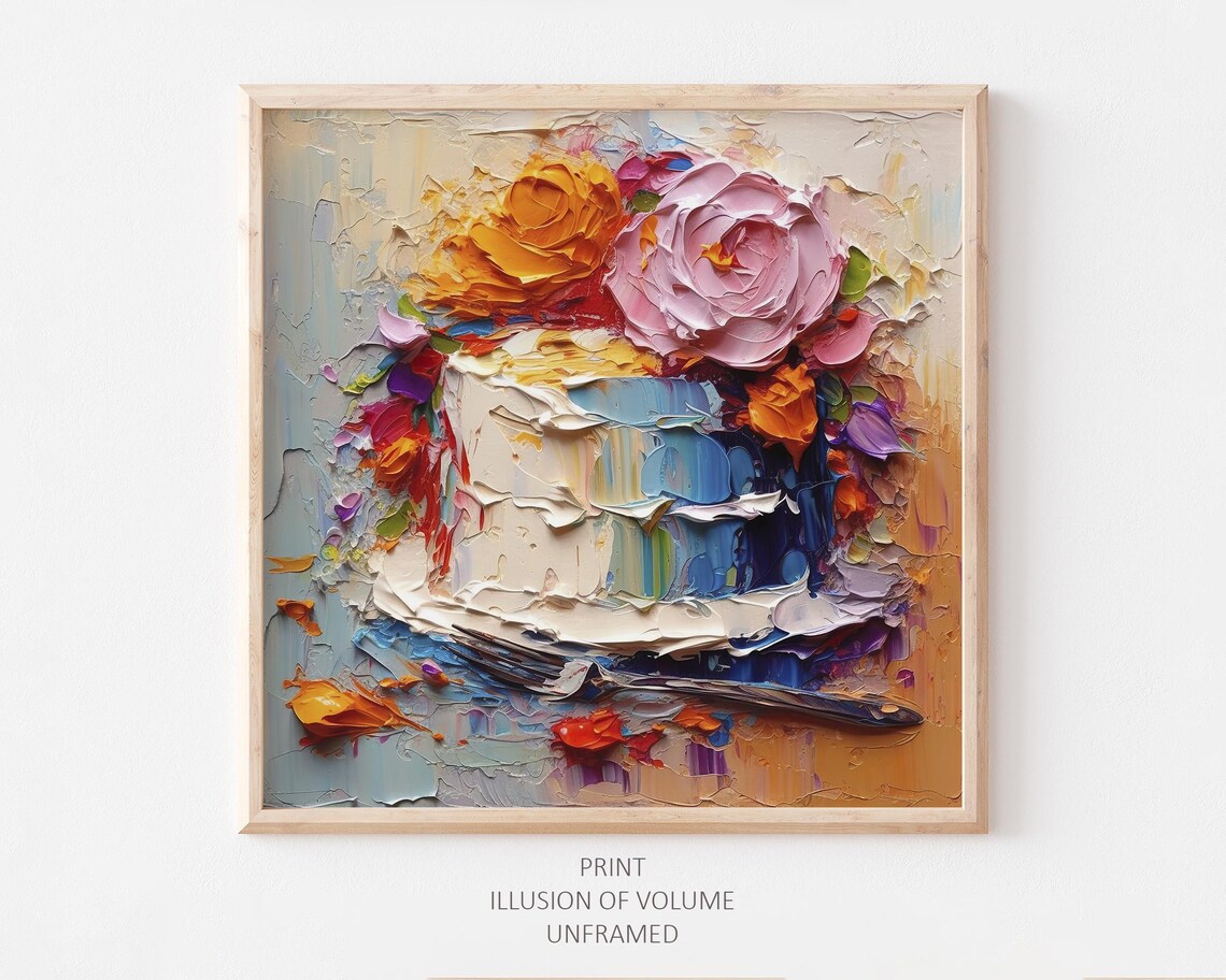 Cake Still Life Oil-Painting Kitchen Wall Art Print