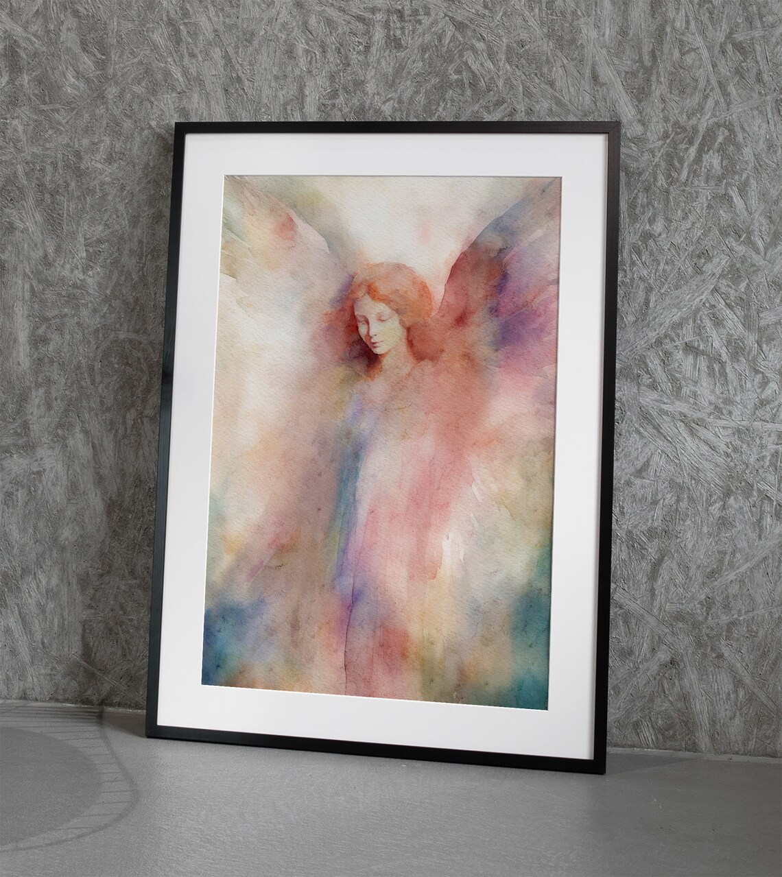 Guardian Angel Watercolor Pastel Wings Soft Abstract Spiritual Wall Art Poster - Image 3