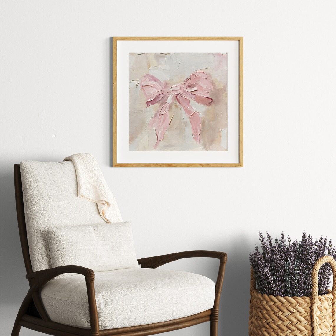 Pink Bow Oil Painting Print, Coquette Apartment Art - Image 4