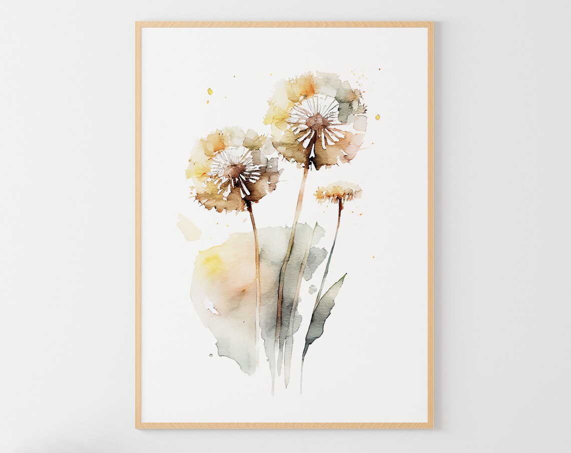 Dandelion Watercolor Wildflowers Botanical Art Print