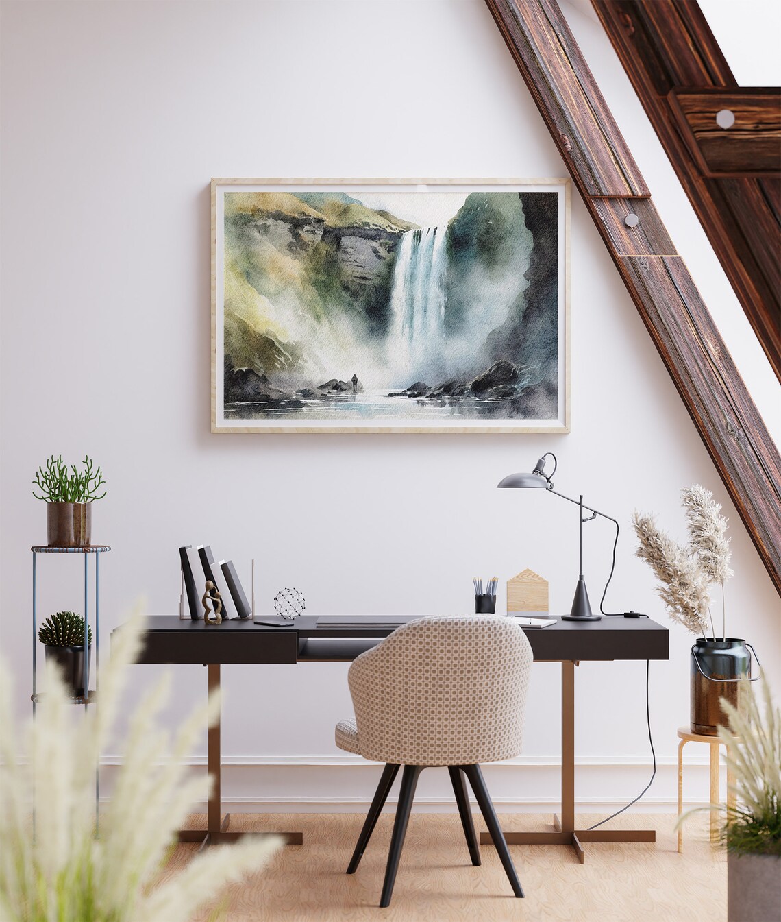 Skogafoss Watercolor Travel Poster, Iceland Sudurland - Image 3