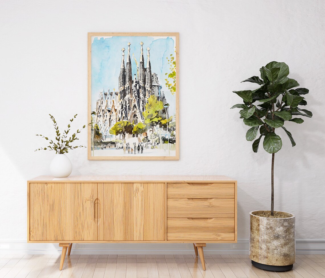 Barcelona Sagrada Familia Watercolor Travel Poster - Image 3