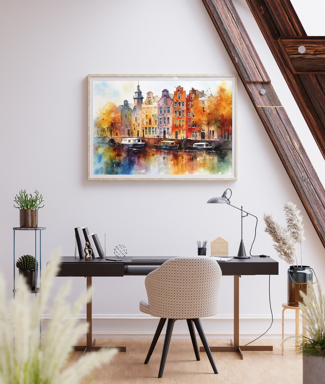 Amsterdam Watercolor Cityscape, Old Town Art Print - Image 4