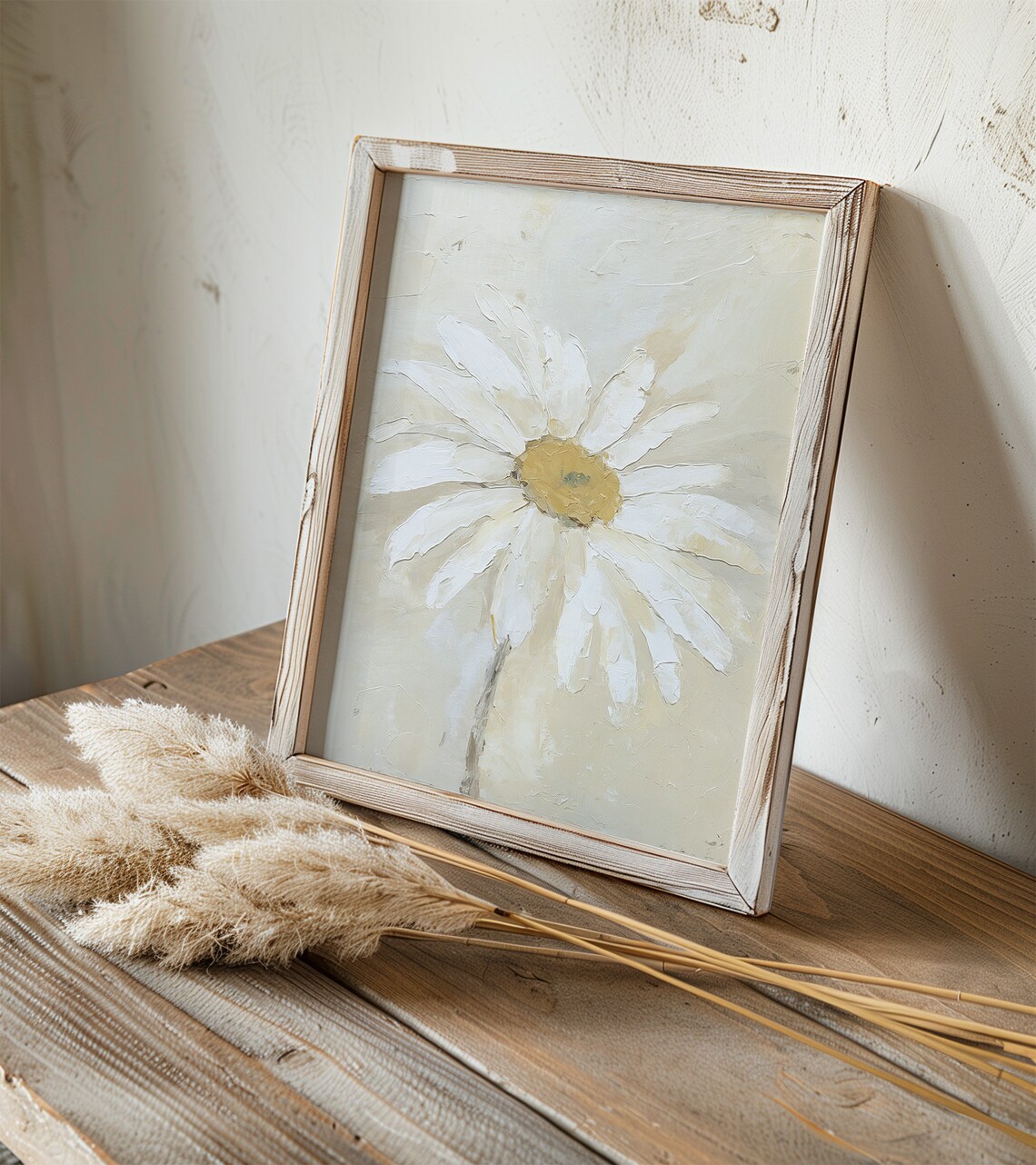 Daisy Flower Oil Painting, Minimalist Floral Art Print - Image 4