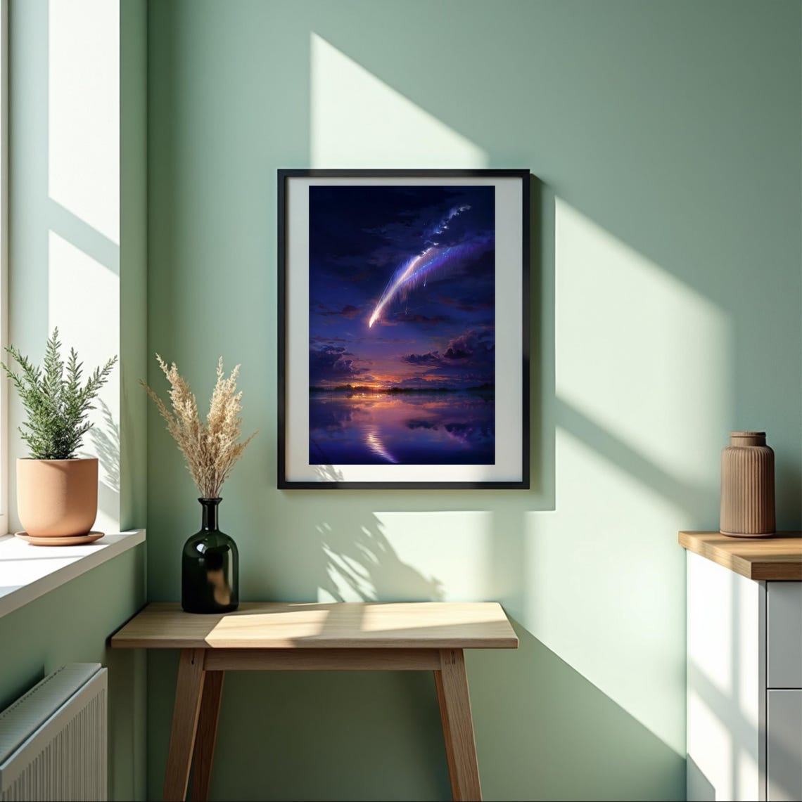 Anime Night Sky Print Ghibli Style Falling Star 5 Sizes