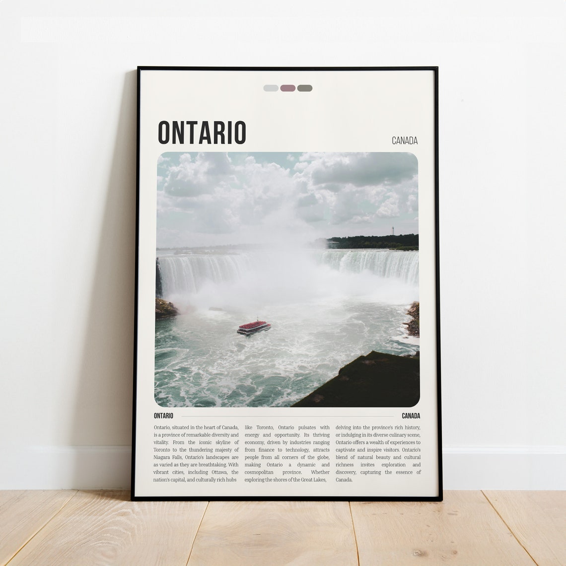 Ontario Canada Travel Poster Niagara Falls Waterfall Mist Modern Art