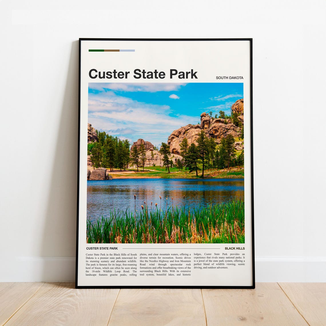 Custer State Park South Dakota Lake Granite Rocks Scenic Poster