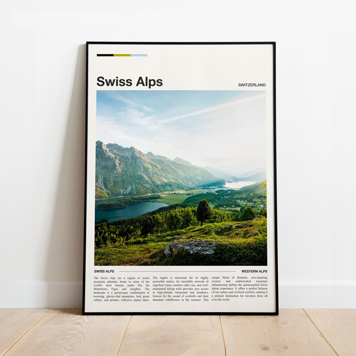 Swiss Alps Switzerland Modern Minimalist Mountain Travel Poster