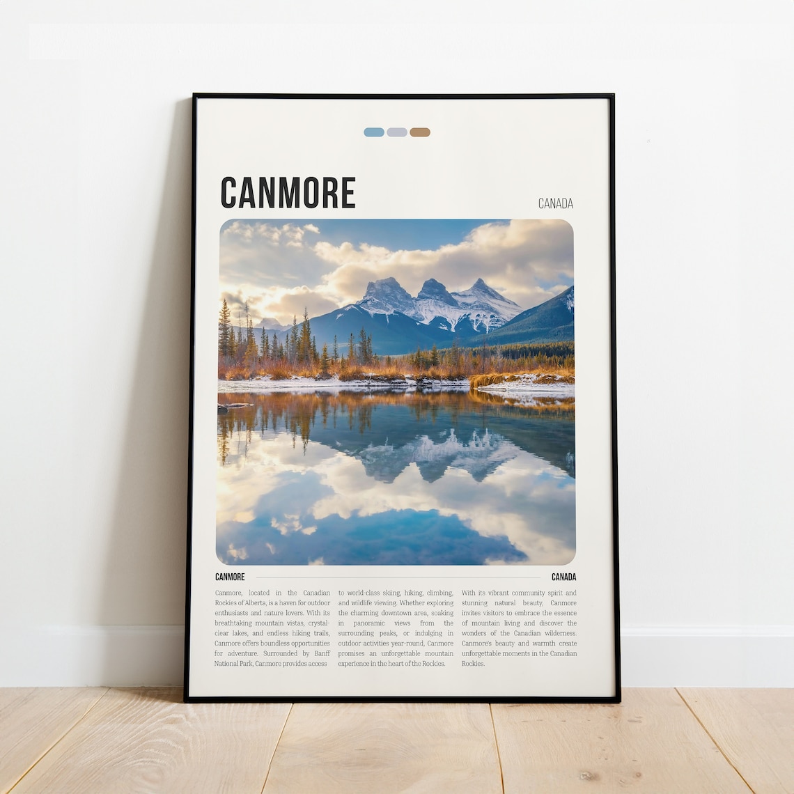 Canmore Canada Mountain Lake Reflection Alpine Peaks Travel Poster