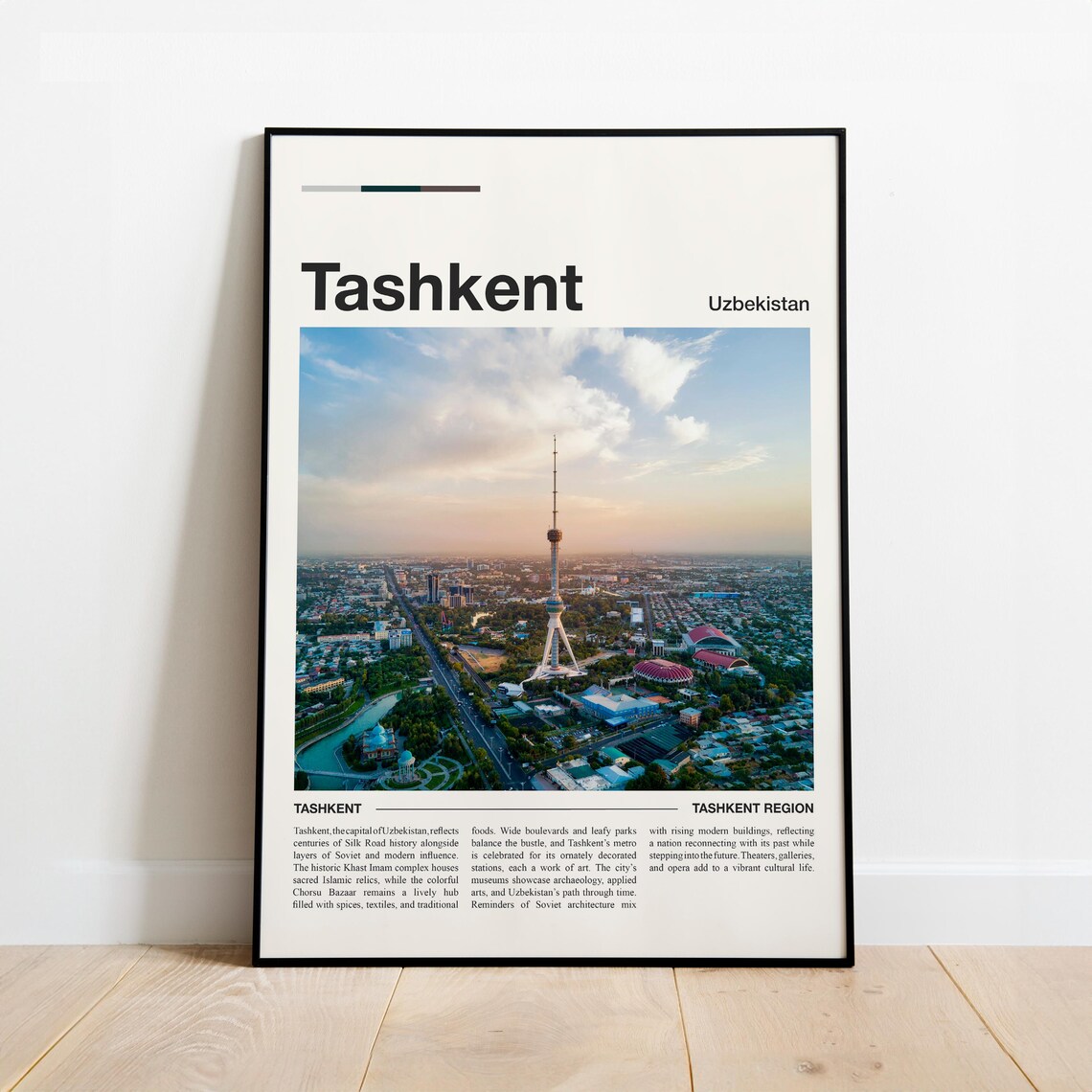 Tashkent Uzbekistan Travel Poster Minimalist Editorial Tower Photo Art