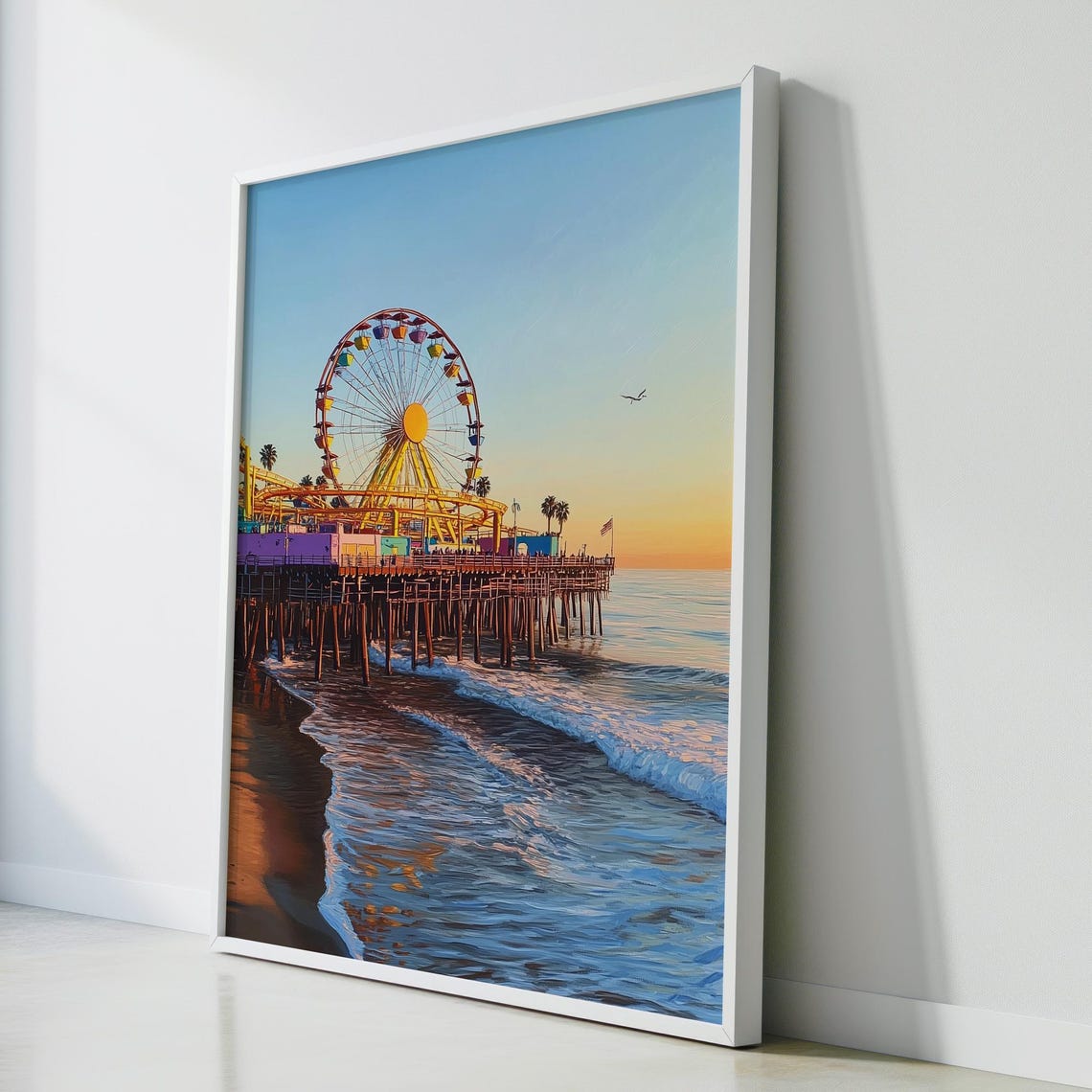 Santa Monica Pier Ferris Wheel Sunset Beach California Poster - Image 2
