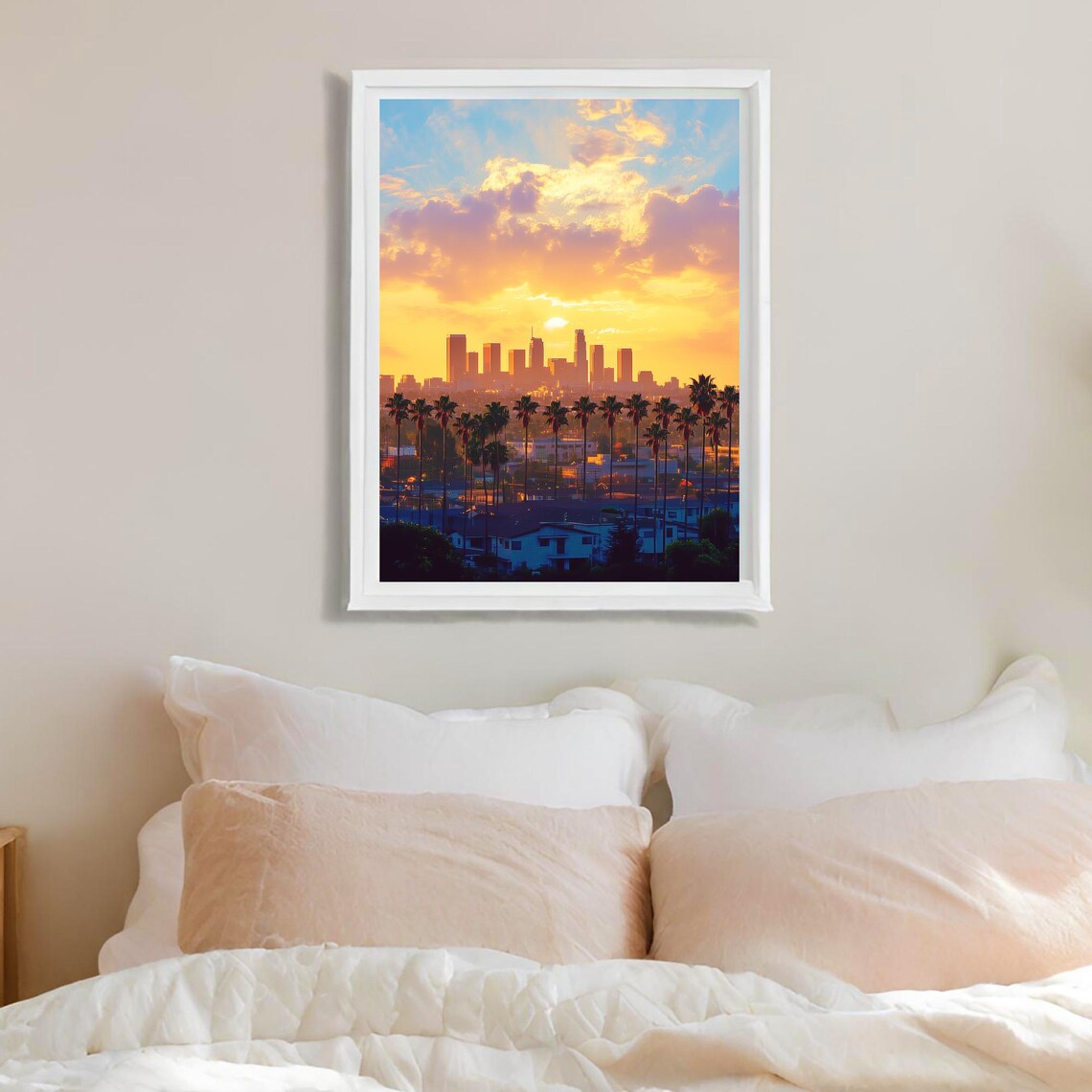 Los Angeles Skyline Sunset Palm Silhouettes California Poster - Image 3