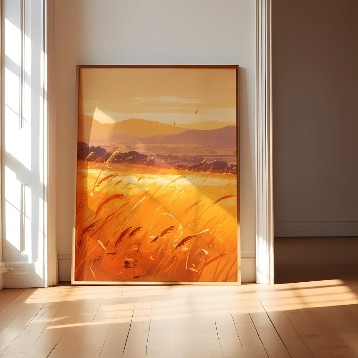 Golden Wheat Field Sunset Harvest Autumn Glow Landscape Poster - Image 4