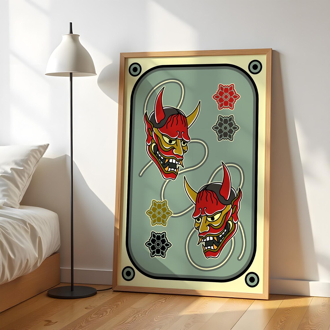 Traditional Japanese Hannya Art Print, Tattoo Flash - Image 5