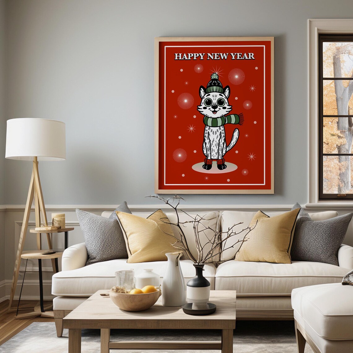 Christmas Cat Wall Art Print, Holiday Home Decor - Image 5