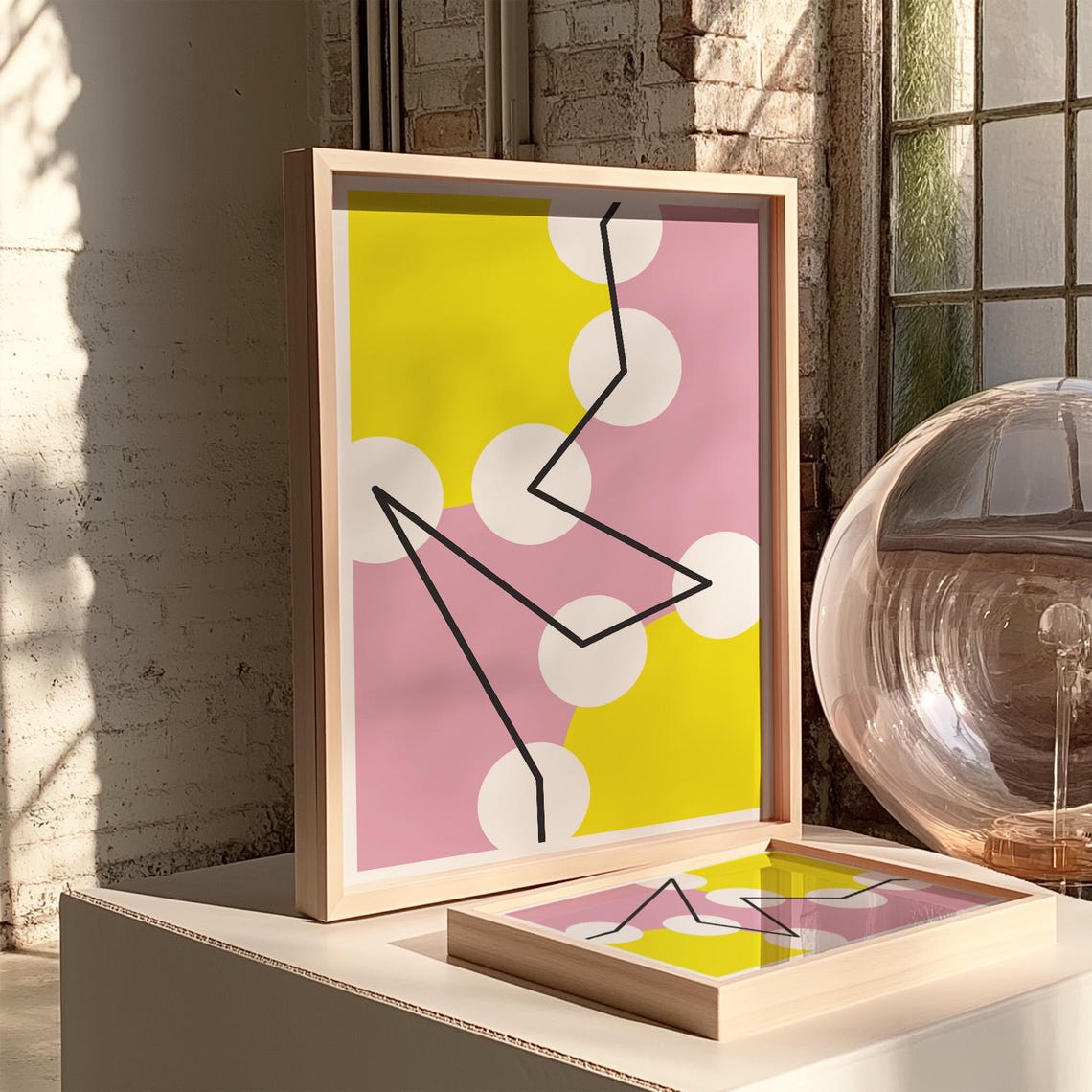 Modern Pink Prints Geometric Abstract Wall Art Home Decor - Image 3