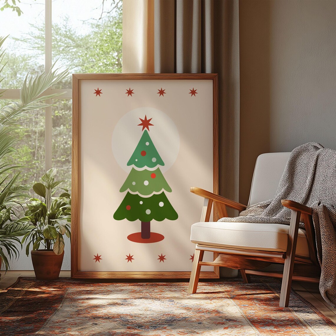 Christmas Tree Holiday Decor Art Print, Festive Homes