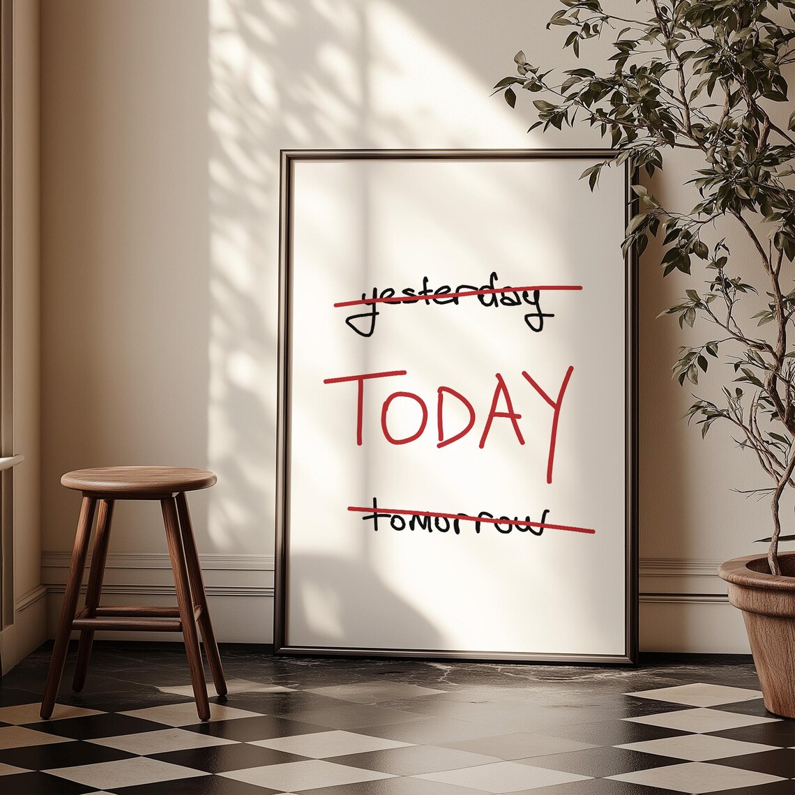 Today Mindfulness Quote Crossed Out Yesterday Tomorrow Art Poster - Image 2