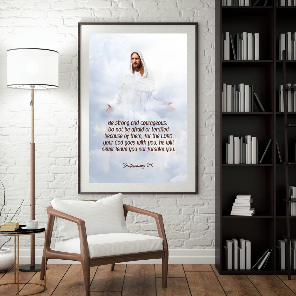 Be Strong and Courageous Deuteronomy 31:6 Jesus Scripture Print - Image 8