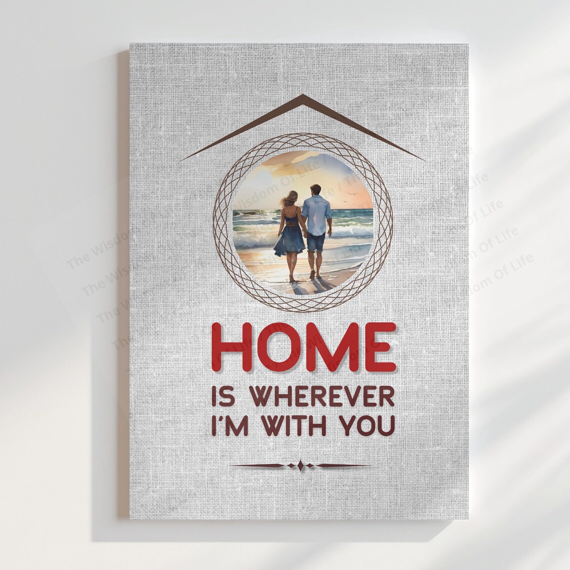 Home Is Wherever I Am With You Beach Couple Love Quote Wall Art - Image 7