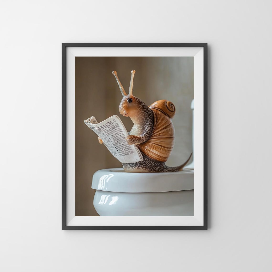 Snail Reading a Newspaper While Sitting on the Toilet Cute Poster - Image 3