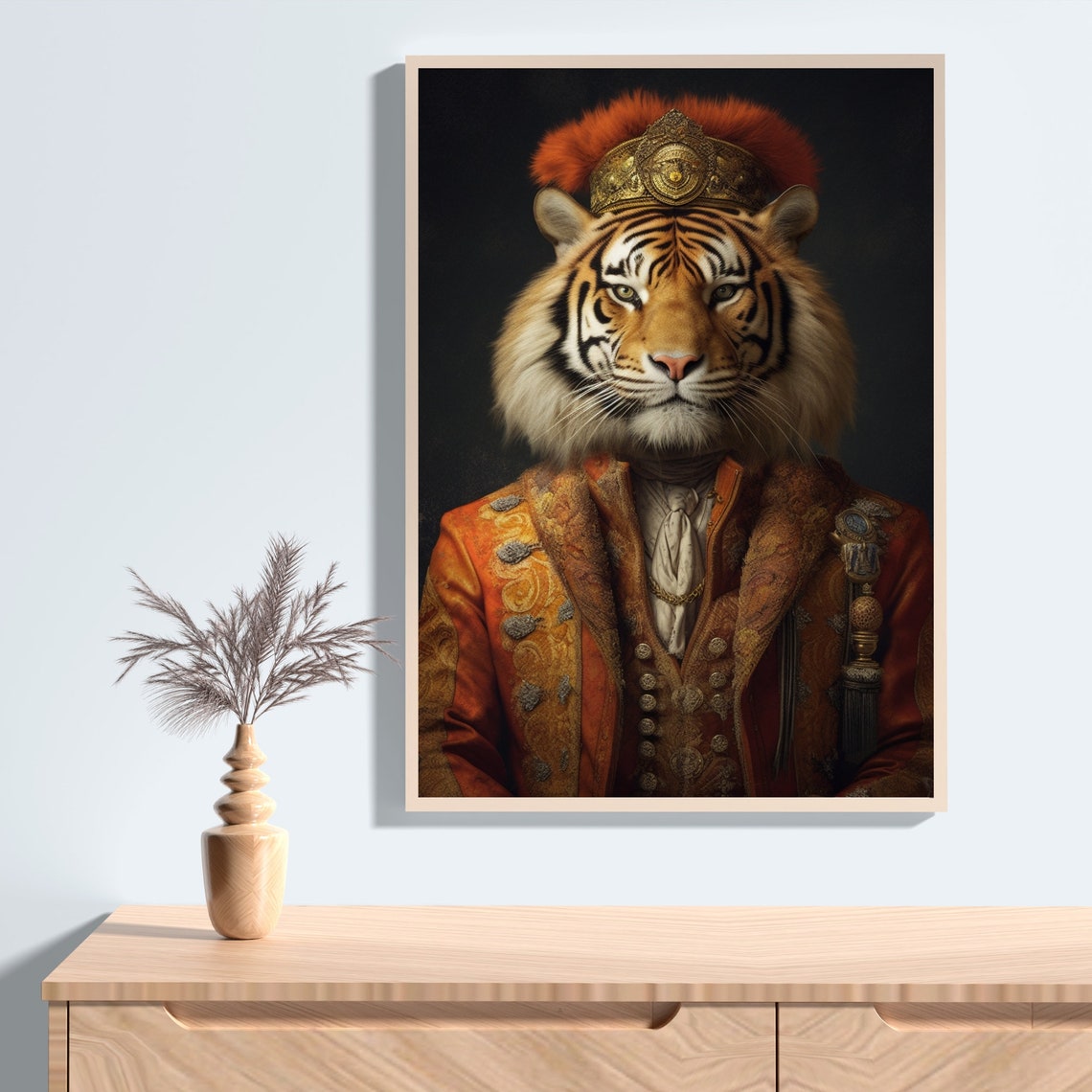 Aristocratic Tiger Wearing Golden Crown Baroque Royal Portrait Poster - Image 2