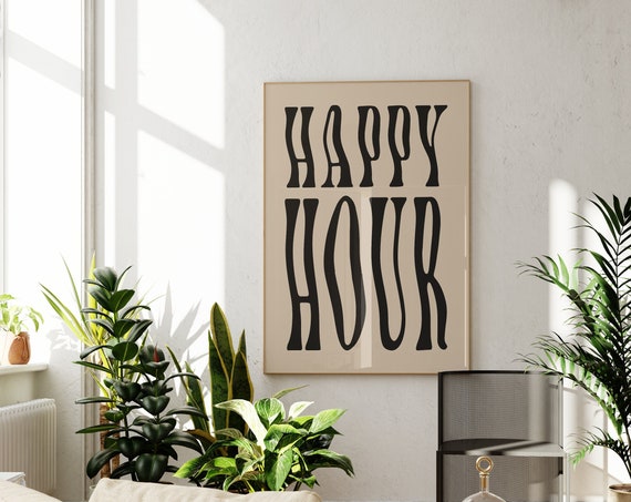 Happy Hour Cocktail Print, Bar Cart Art Print