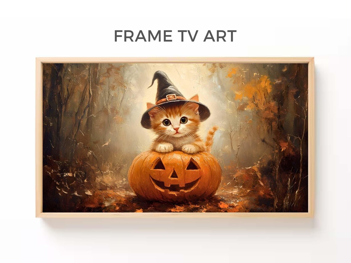 Cute Cat Halloween Festivities Art Print