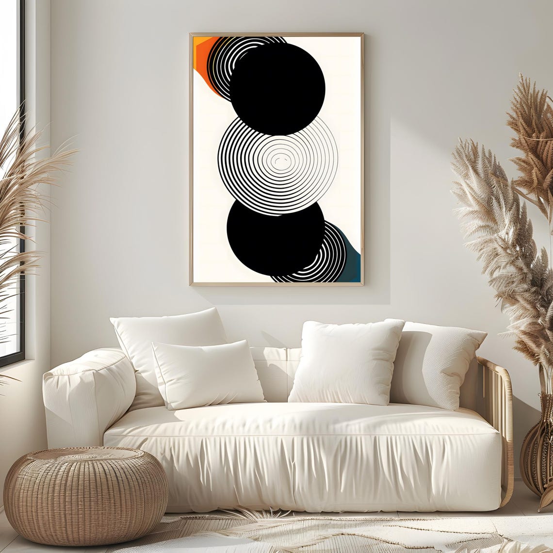 Mid Century Modern Wall Art Neutral Geometric Shapes Art Boho Art Print Abstract Art Print Black Beige Minimal Print - Image 2