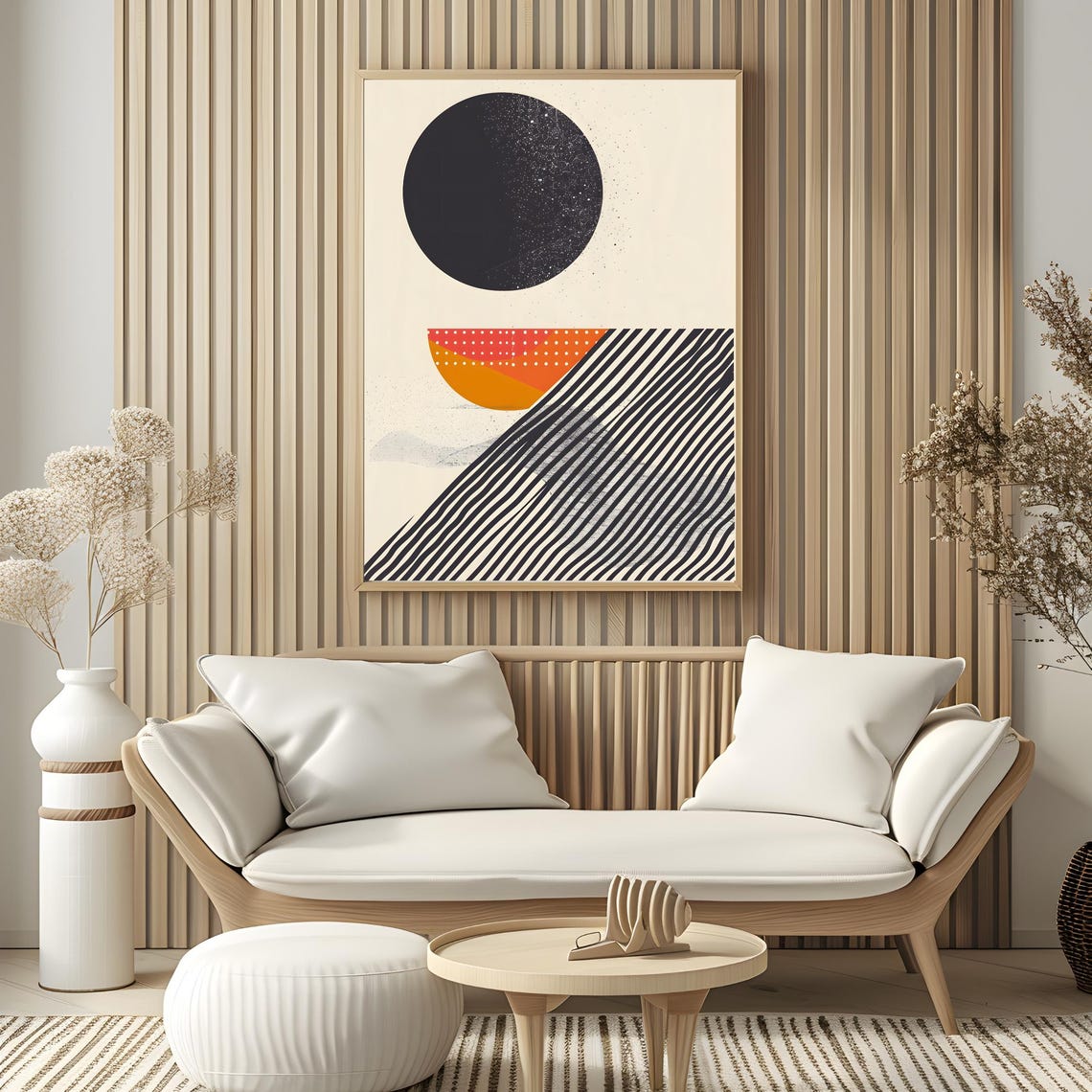 Mid Century Modern Wall Art Abstract Wall Decor Art Print Minimal Black And White Art Print Boho Art Neutral Geometric Shapes Wall Art - Image 4