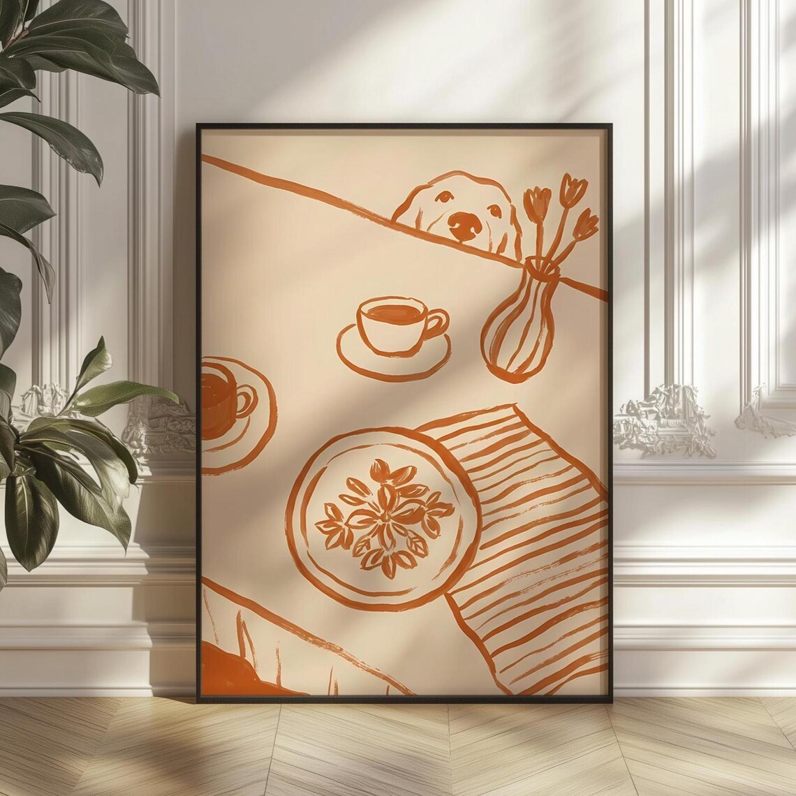 Sneaky Dog Kitchen Print, Whimsical Coffee Table Decor
