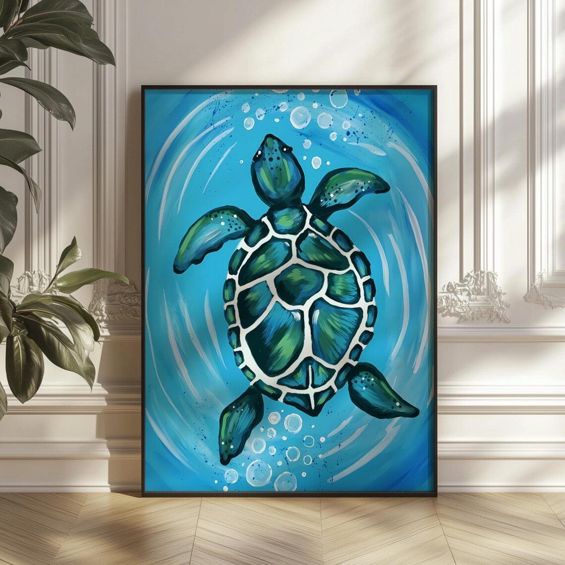 Sea Turtle Wall Art Print, Tropical Beach House