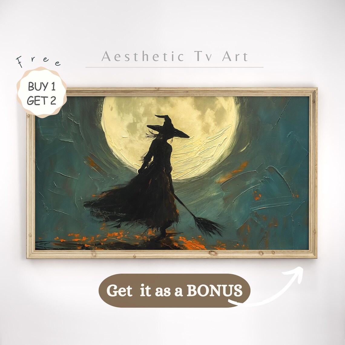 Ghost Among Dark Wildflowers Night Garden Halloween TV Art Poster - Image 2