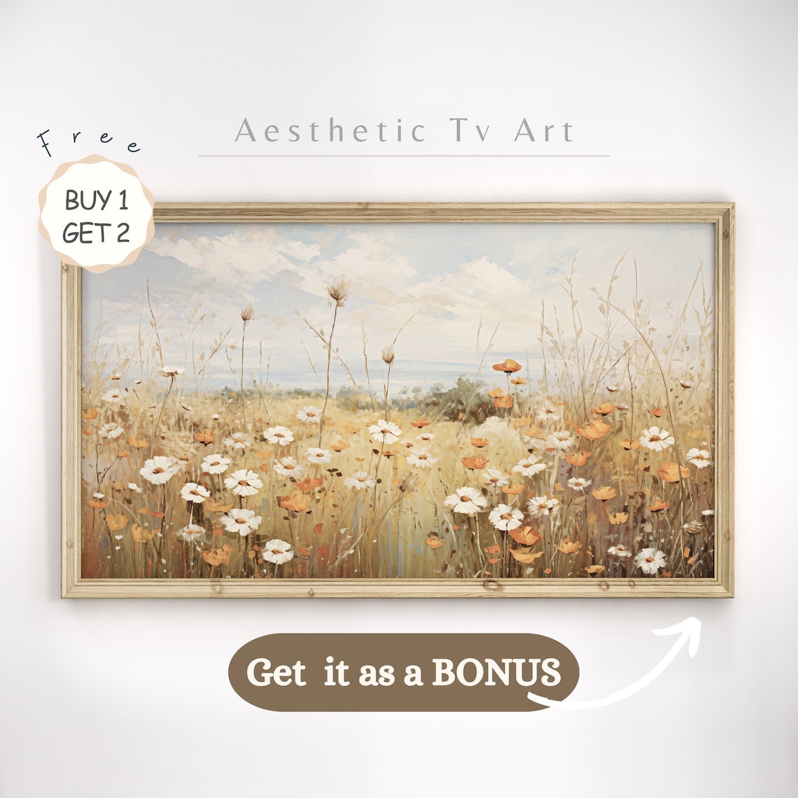 Embroidered Spring Wildflowers Stitched Floral Garden Art Poster - Image 2