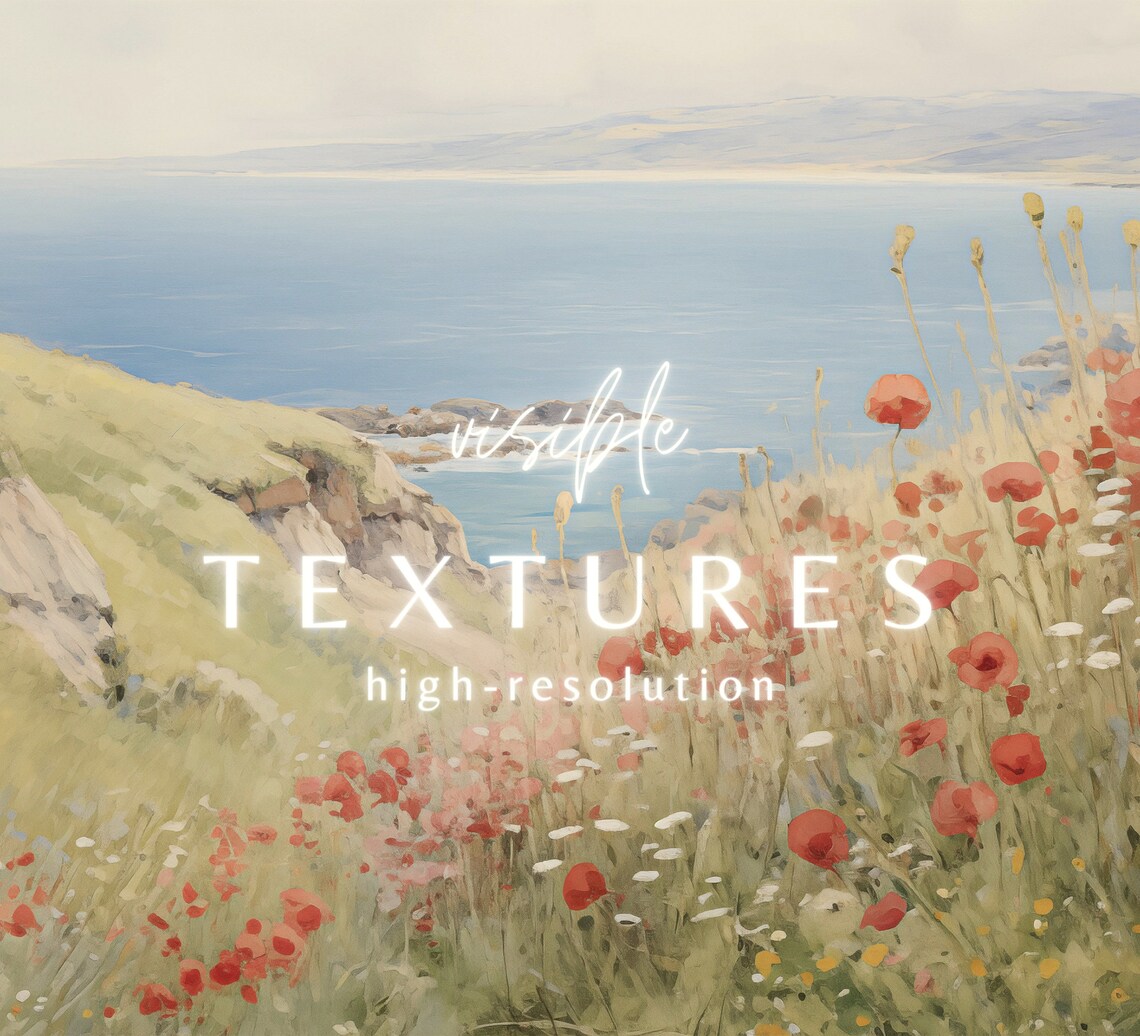 Coastal Poppy Field Cliffs Ocean Bay Vintage Summer Landscape Poster - Image 2