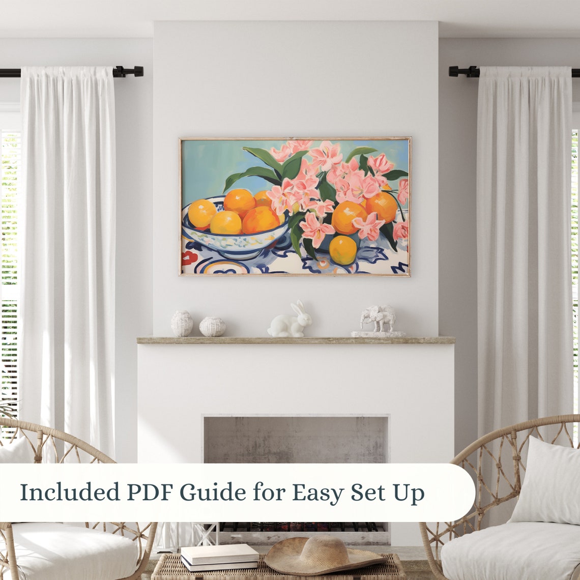 Mediterranean Citrus Still Life Oranges Flowers Summer Art Poster - Image 3